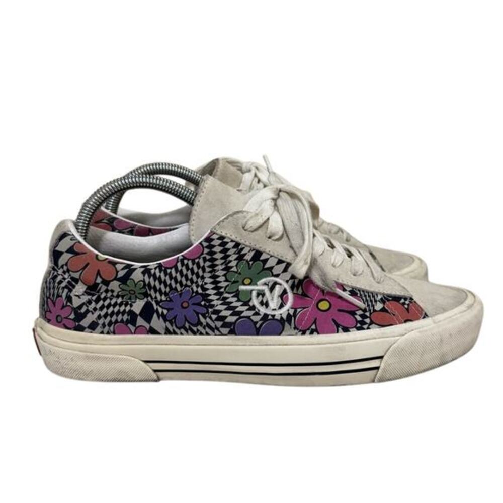 Vans Floral Checkerboard Low-Top Sneakers in White, Pink, Purple, Green, Orange